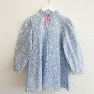 Vintage 60s Floral Blue Dress with Bow size 5**